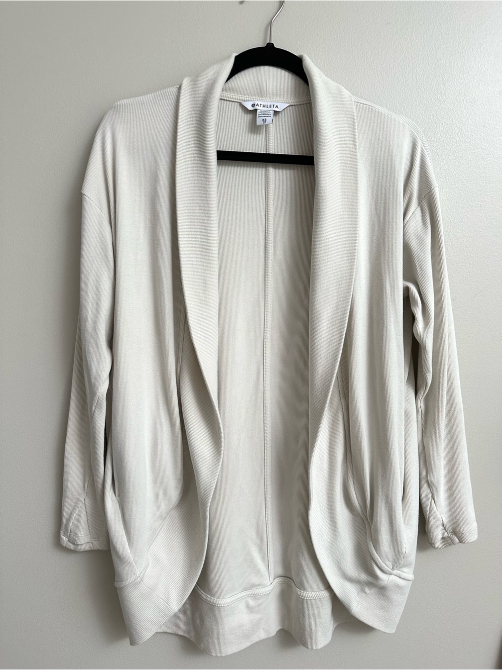 Athleta Presence Cocoon Wrap Cardigan Ribbed XS Quiet Luxury